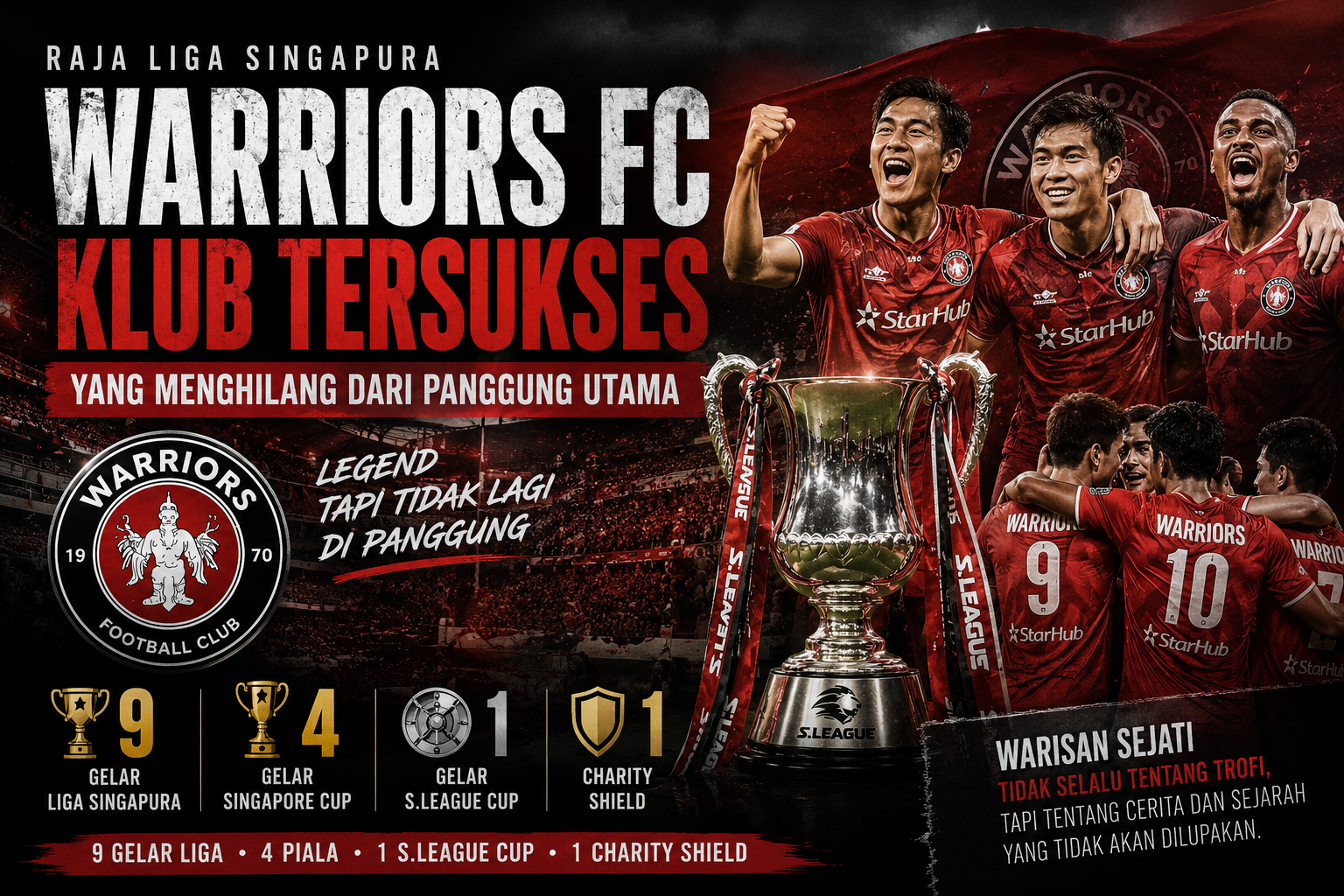 kisah Warriors FC klub tersukses Liga Singapura yang menghilang dari kompetisi utama